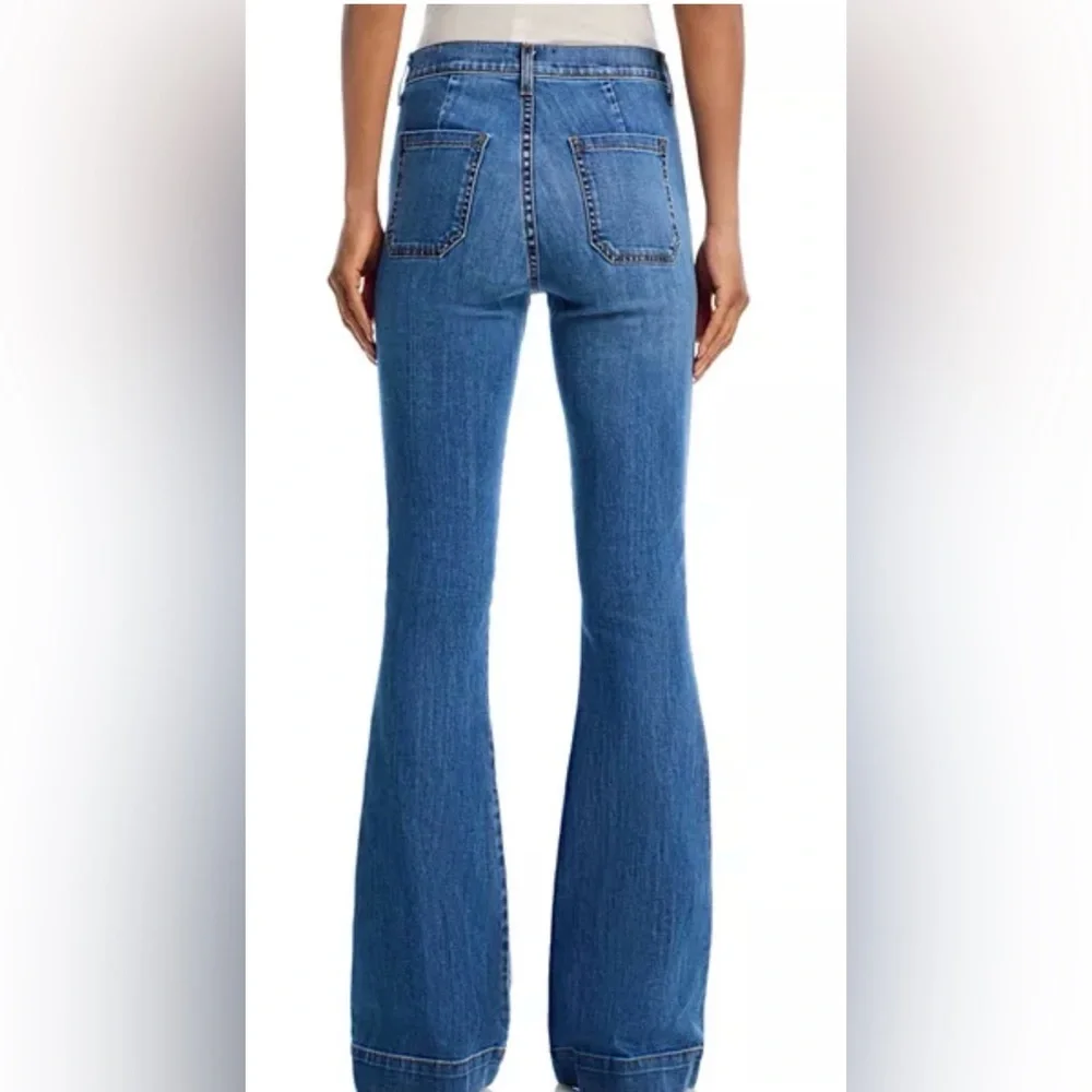 Ramy Brook Medium Blue High-Rise Flare Jeans